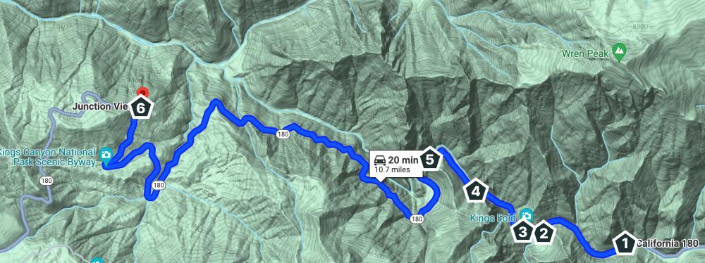Route map along CA180